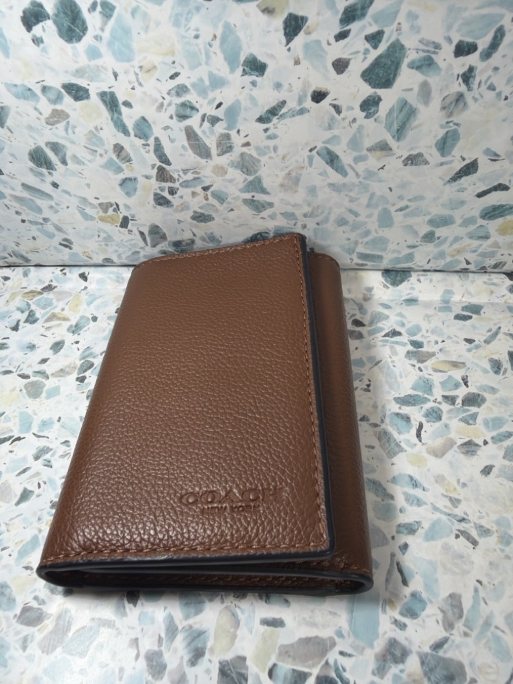COACH Brown Pebbled Leather Trifold wallet men’s - Picture 2 of 4